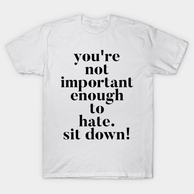 You're not important enough to hate. Sit Down! Funny Vanderpump Rules quote T-Shirt by mivpiv